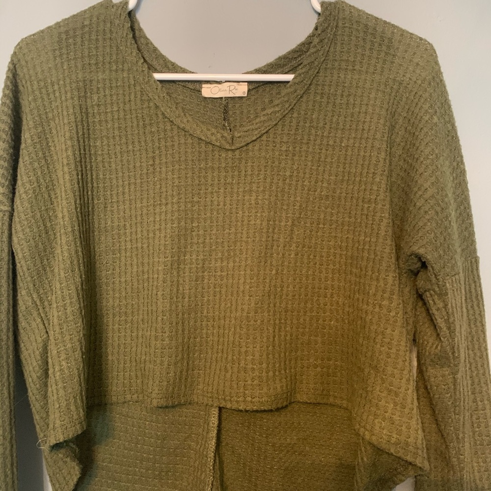 green cropped sweater